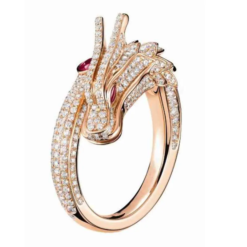 Caoshi Whole Justerbar Dragon Phoenix Open Ring Rose Gold Färg Geometrisk Mäns Ring Vintage Animal Ring