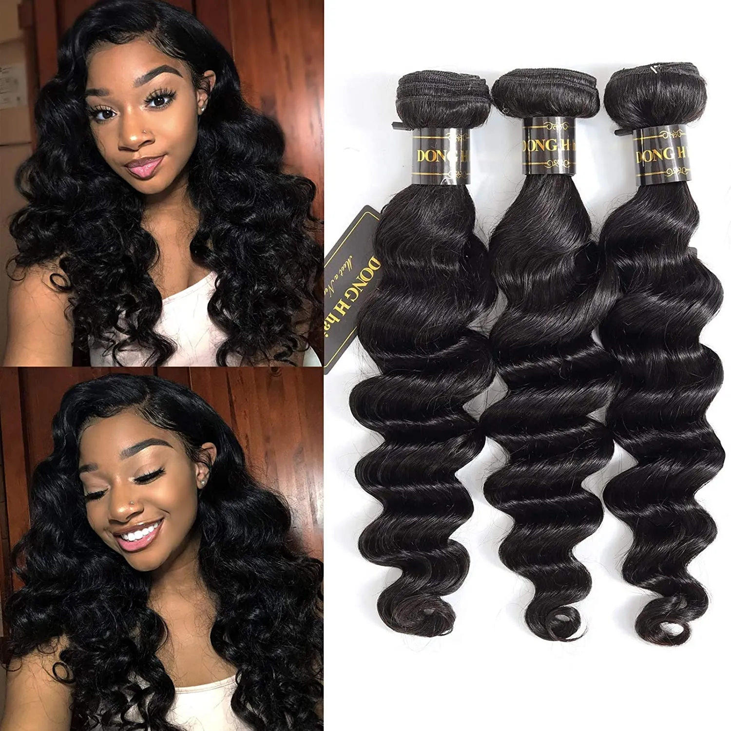 LANS Brazilian Virgin Human Hair Extensions Loose Deep 50g/Pcs Full Head Bundles Hair Weaves 10"-26" Double Weft