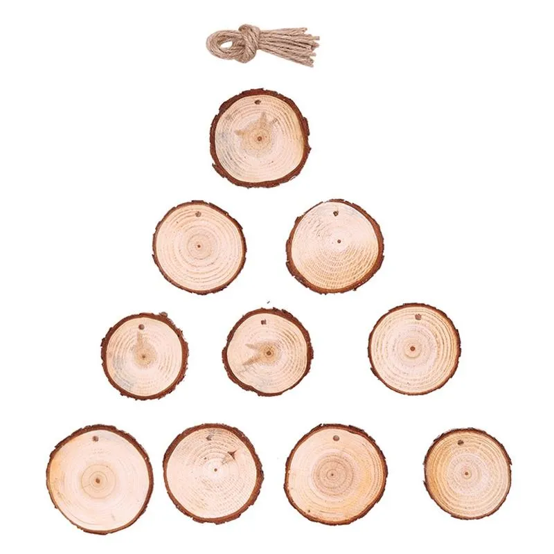 2021 Christmas Decoration Wisiorki Okrągły Drewniane Deska Xmas Drzewo Kropla Ozdoby DIY Wesołych Świąt Bożego Narodzenia Dekoracje Do Materiały domowe