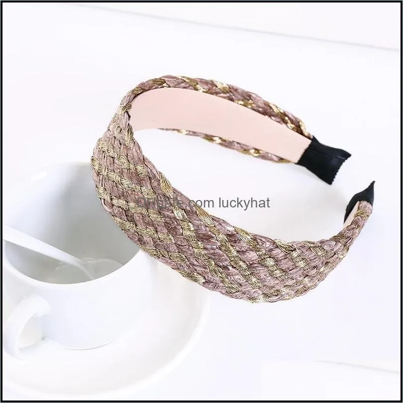 2021 Vintage Straw Headbands Braided Bezel Hairband Women Girls Clips Hair Accessories Opaska Do Wlosow Opaski Diademas Para El Pelo