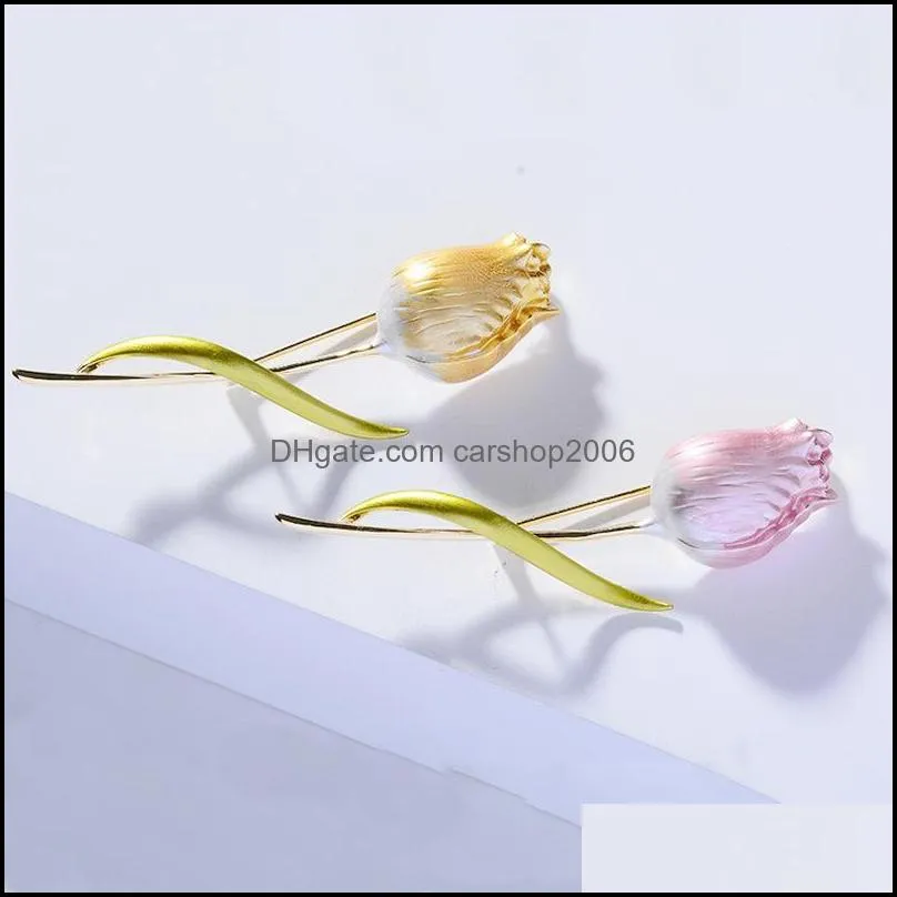 Pins, Brooches Rose Flower Brooch Women Fashion Temperament Cute Pin Elegant Oil Dripping Corsage Accessories Female