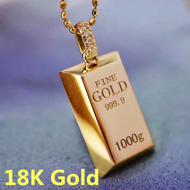 Mode rapper ketting hiphop 18k gouden baksteen goudbar hanger ingelegd diamant mannen en vrouwen partij sieraden