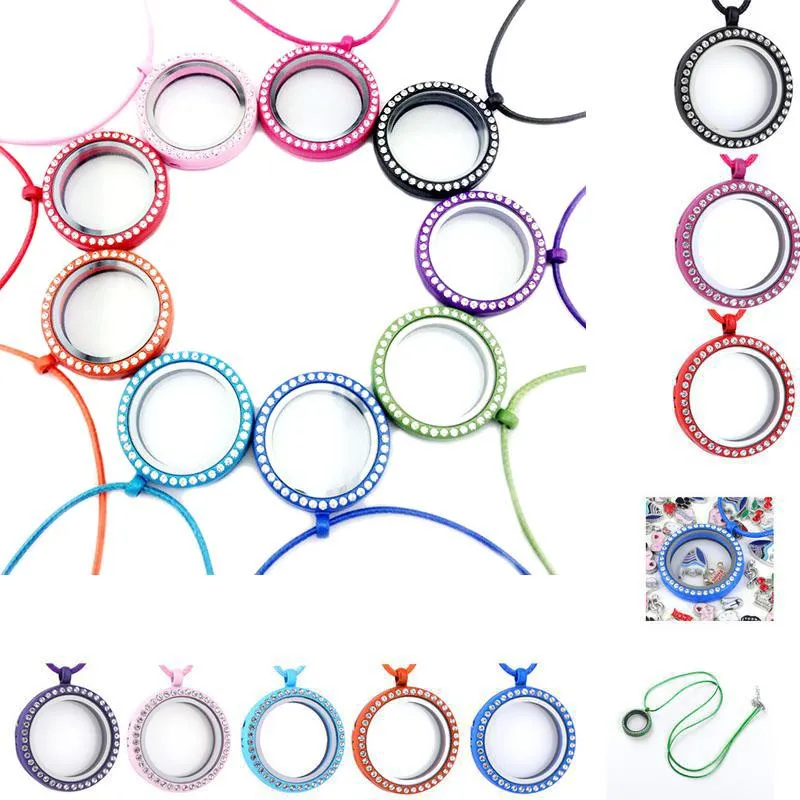 Médaillons Rond Magnétique Flottant Médaillon Collier En Verre Mémoire Vivante Colliers Strass Collier Hip Hop Bijoux Femmes Collier Drop Ship