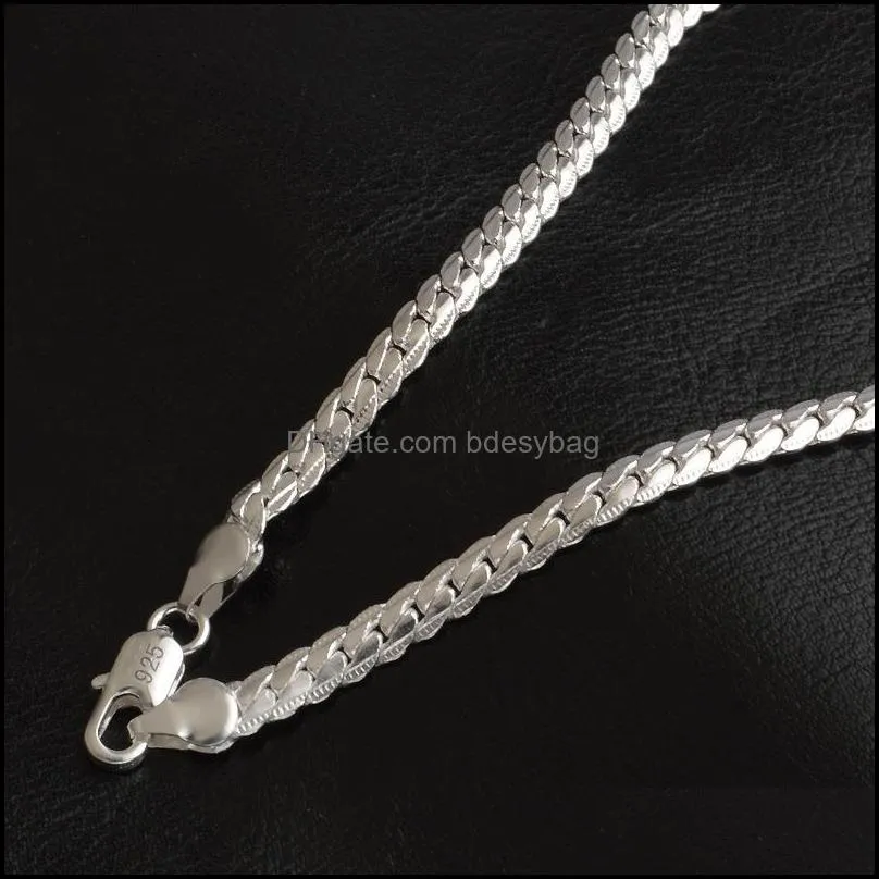 Silver Snake Bone Chain Necklace Hip Hop 5mm20inch Link Necklaces for Men Women Statement Jewelry DIY accessories Christmas Gift