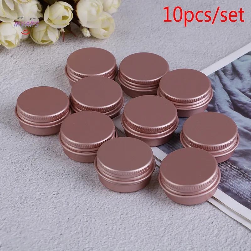 10ps bouteilles d'emballage de haute qualité crème pour les yeux conditionneur de cheveux étain métal cosmétique 10g rose pot en aluminium vide pots contenants cosmétiques avec couvercle