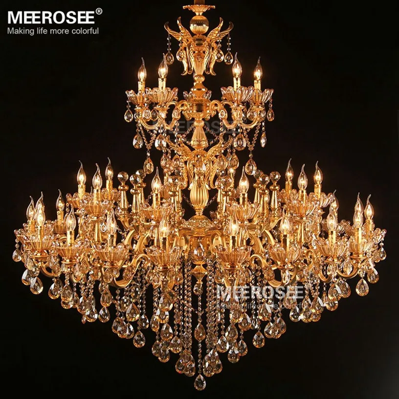 Large Royal Golden Crystal Chandelier Lamp Lustres Suspension Project Pendant Lighting For Hotel Resteruant Villa Luminaire Lights