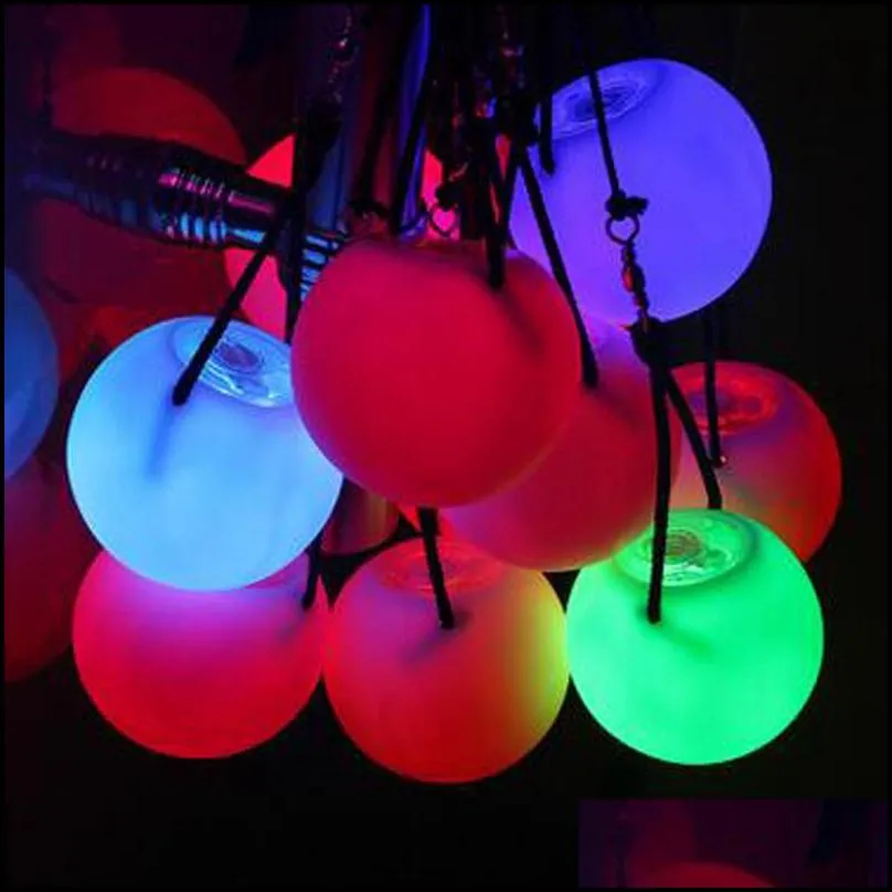 Wholesale- Hot Sale Pro Flashing LED Multi-Coloured Glow POI Thrown Balls Light up For Professional Belly Dance Hand Props Waterproof