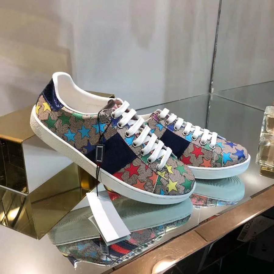 Fashion Top Quality Women Men Leather Casual Shoes Sneakers Handmade Multicolor Gradient Technical Sneaker Printed Dress Trainers Sneaker