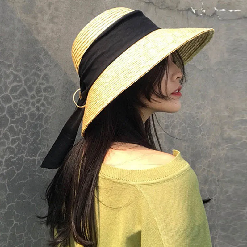 Cloche Hats For Women Wide Brim Straw Woven Bucket Sun Hat  display picture 2