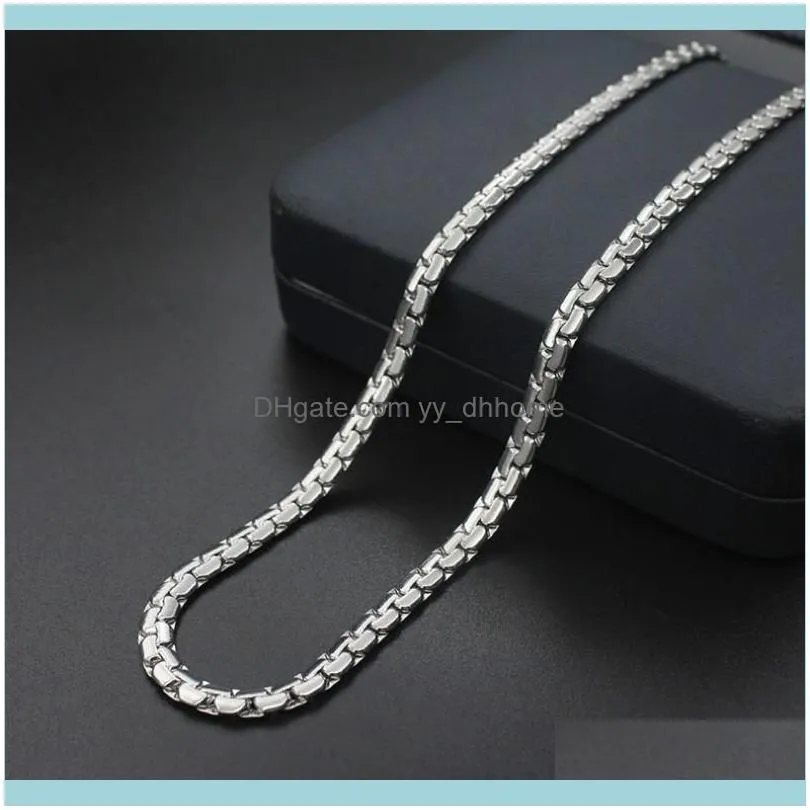 4.8mm Vintage Stainless Steel Curb Flat Link Chain Necklaces Cool Party Cuban Gift Jewelry Length 55-60cm For Men Male Chains