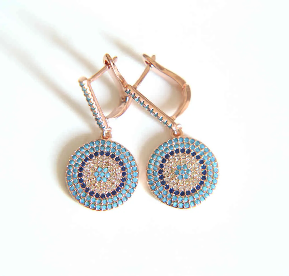 Evil Eye Round Disco Dangle Charm Earring Bohemia Boho Fashion High Quality Gorgeous Women Smycken