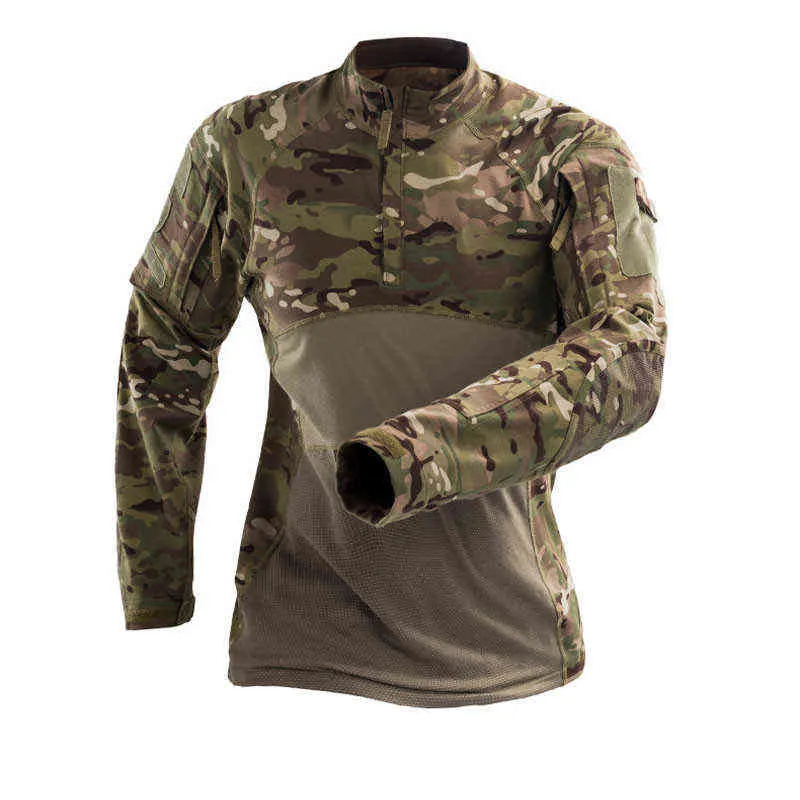 Mege Mannen Militaire Tactische T-shirt Gym Camouflage Leger Lange Mouw tee Soldaten Combat Kleding Airsoft Uniform Multicam Shirt G1229