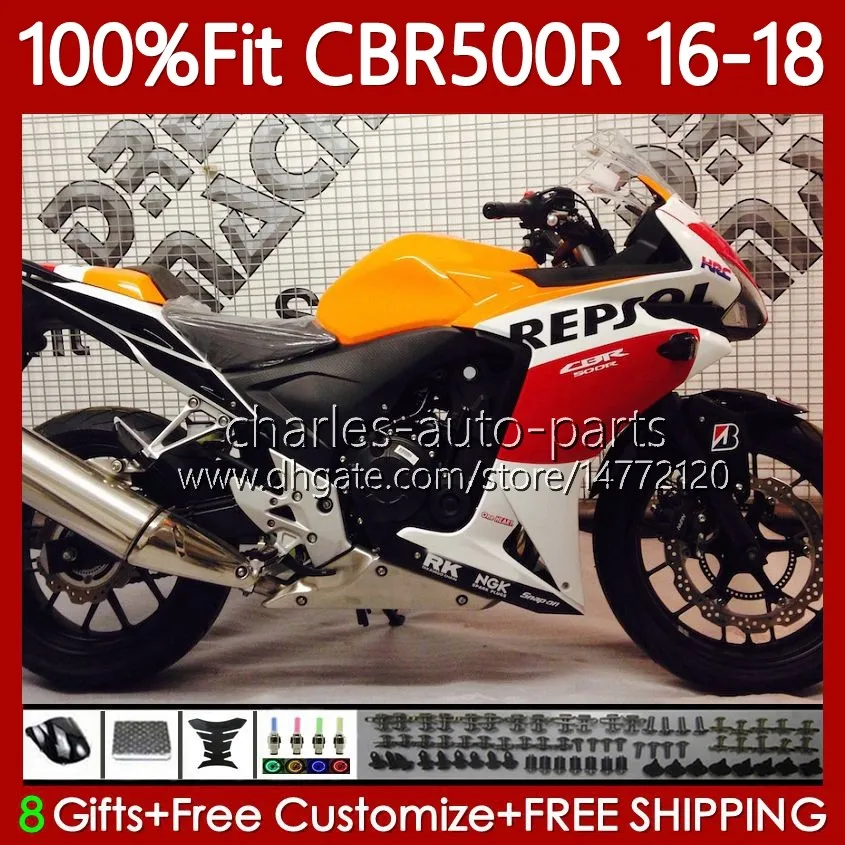 Repsol NEW Corpi per stampi ad iniezione per HONDA CBR 500 CBR500 R RR CC 500R 500CC 2016 2017 2018 Carrozzeria 111No.88 CBR500RR CBR500CC 16-18 CBR500R 16 17 18 Carenature OEM