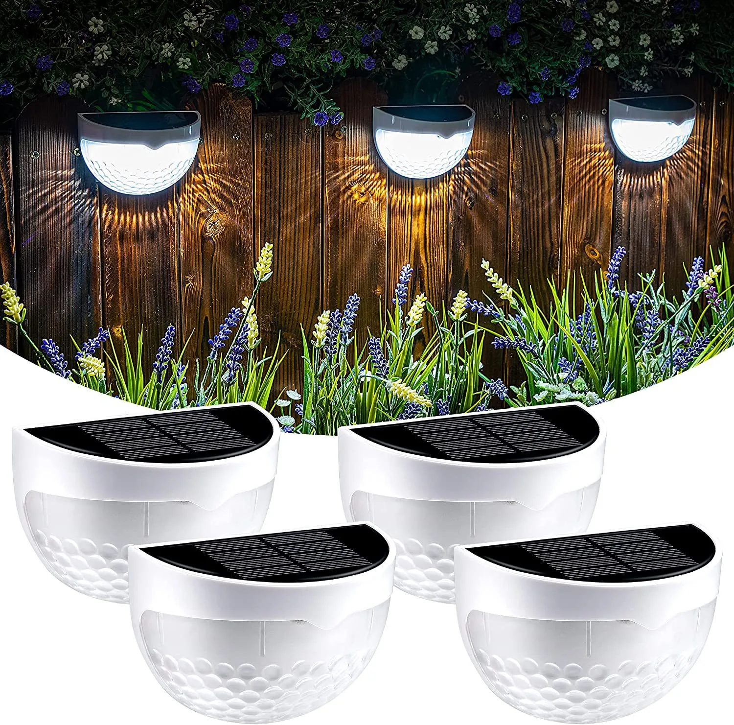 6 LED Solar Lights Outdoor Lighting Garden Dekoration Däck Vägglampa Trappor Vattentät Staket Steg Landskapsljus