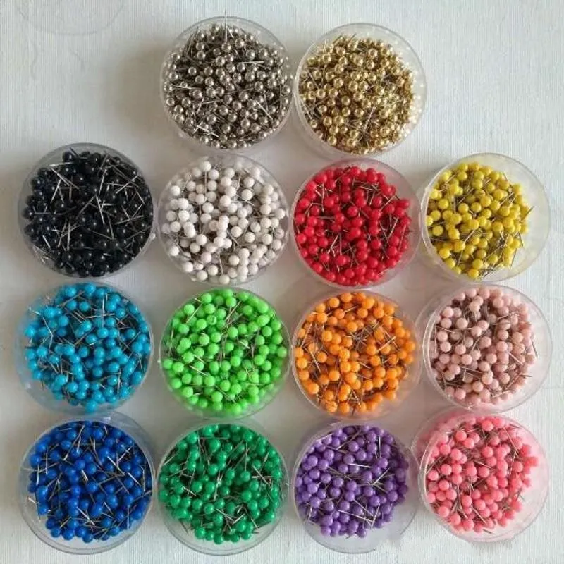 1/ 8 Inch Small Map Push Pins Map Tacks, Plastic Head with Steel Point, 100 pcs/set, 14 colors for option