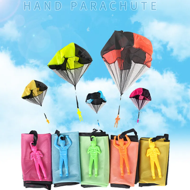 Hand gooien parachute met figuur soldaat mini kids parachutes outdoor sport play toys party gunst voor kinderen educatief speelgoed