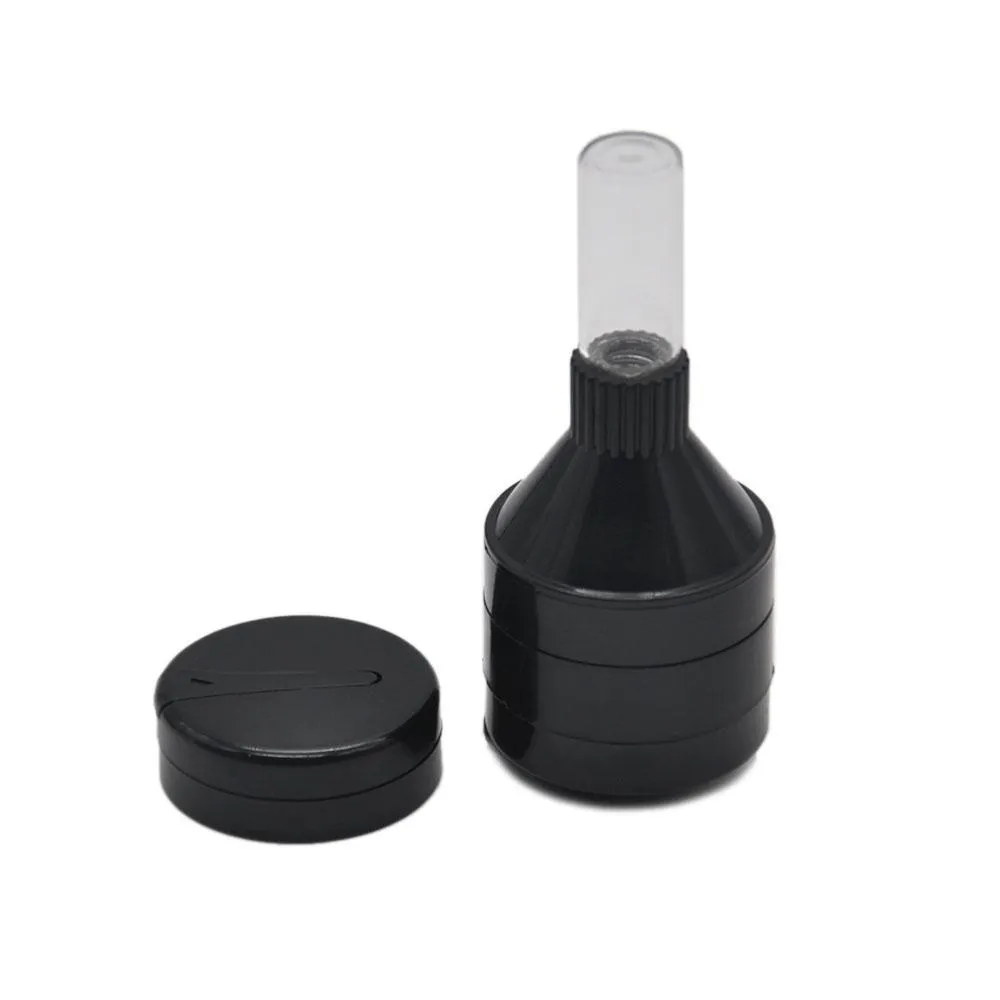 Plastic Funnel Mill with Glass Bottle and Storage Case Grinder Tobacco Herb Spice Cracker Mill 45 MM Crusher