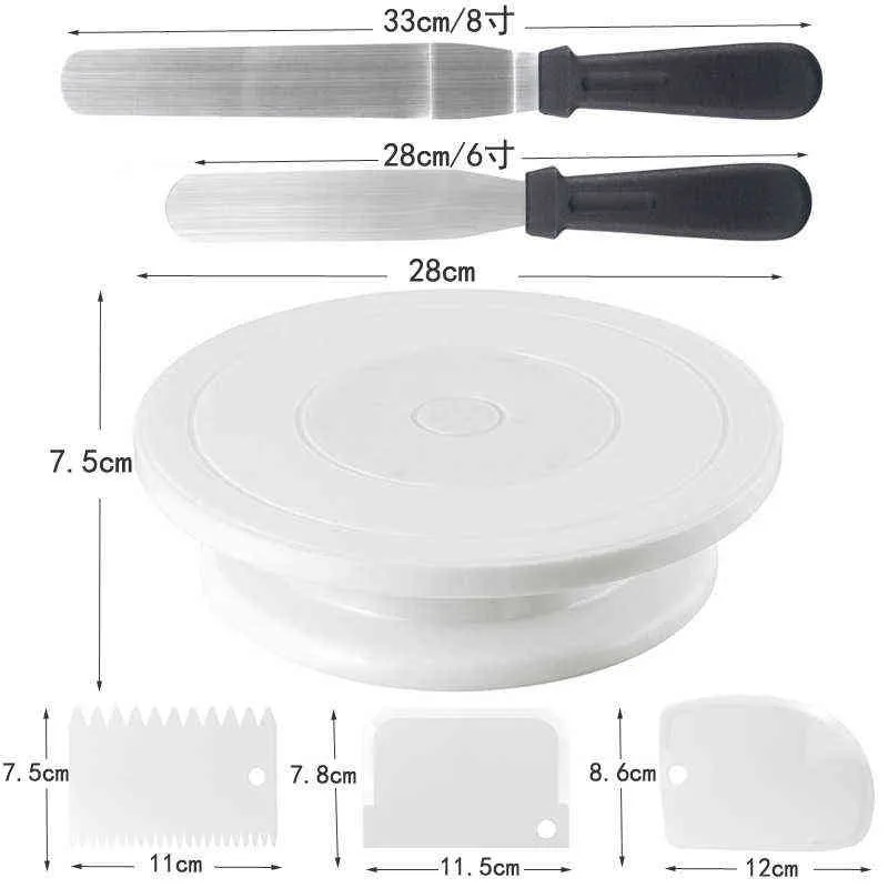 DIY Pan Outils de cuisson Outils de gâteau en plastique Plateau tournant Couteau à pâte en plastique Décoration de gâteau Gâteaux à la crème Stand Table rotative 211110