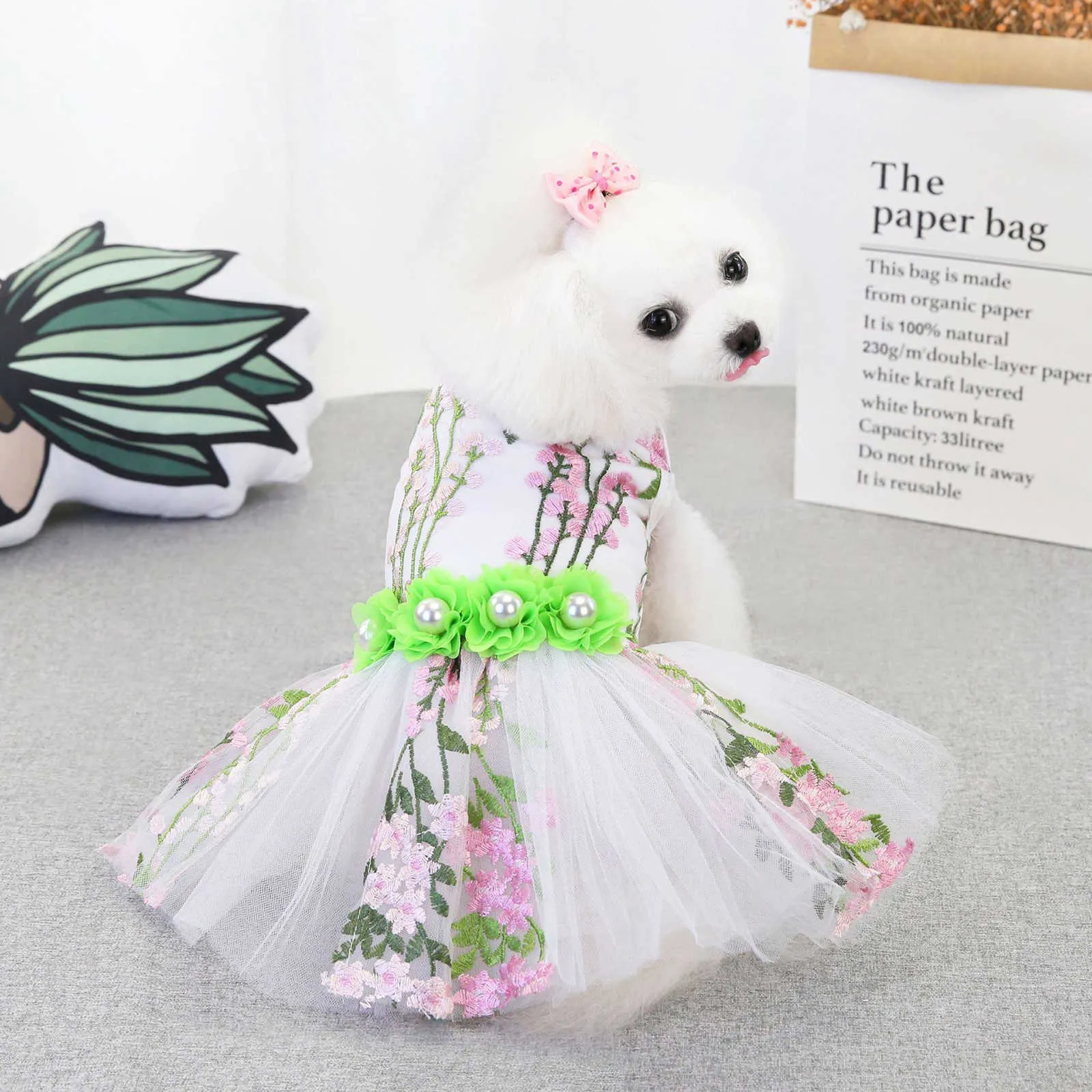 Princess Dog Cat Dress Tutu Flowers Lace Patchwork Design Pet Puppy Skirt Spring/summer Clothes Outfit Pink Red S-2xl