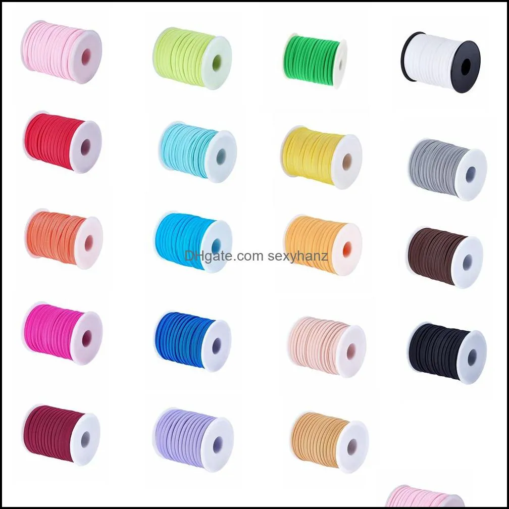 pandahall 5x3mm Soft Nylon Cord Flat Elastic Cord Nylon Thread Jewelry Findings for DIY Bracelets Necklace 20m/roll19colors