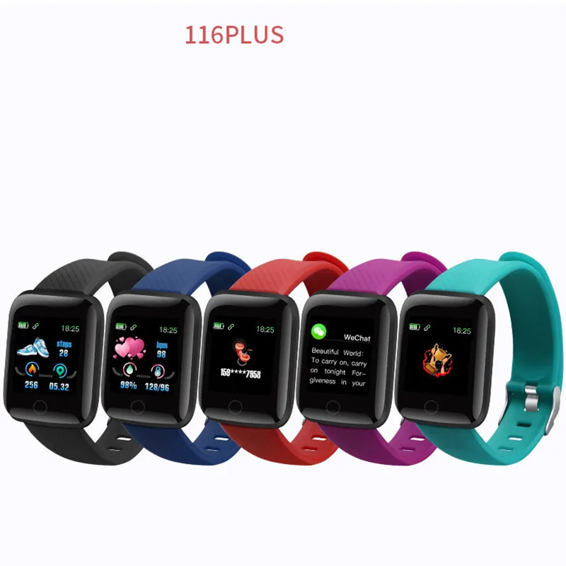 116plus Smartwatch-Armband mit Farb-Touchscreen-Nachrichtenerinnerung für Mobiltelefone 116 Plus-Smartwatches mit Einzelhandelsverpackung DHL