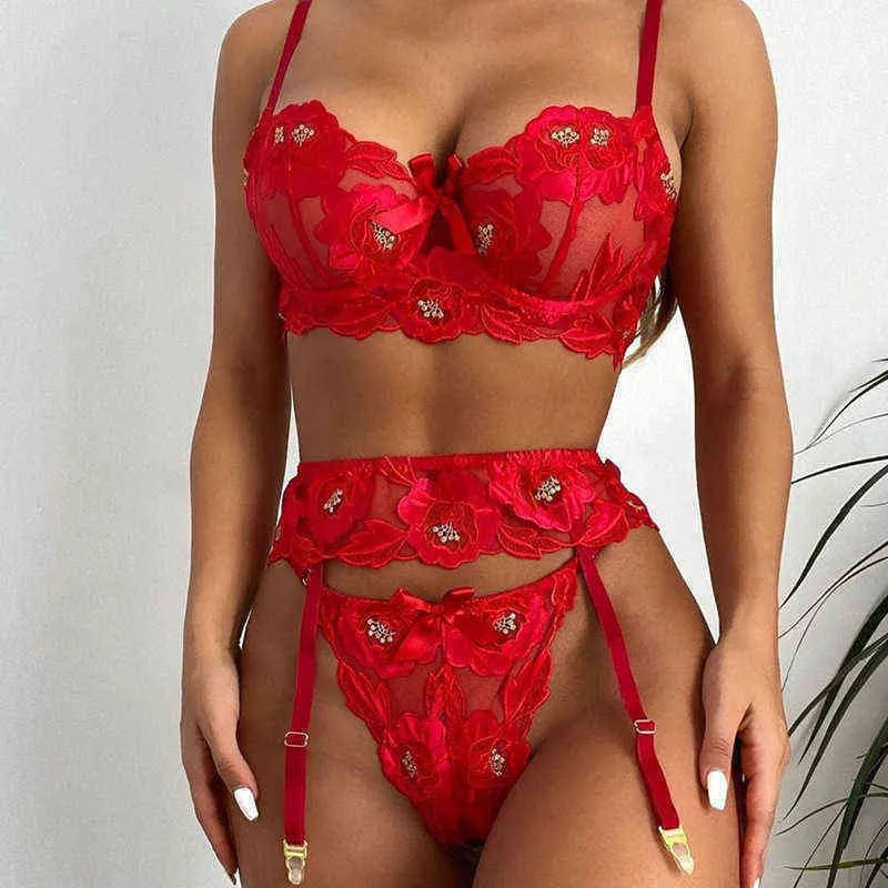 NXY Sexy Set Sexy Sensual Lingerie Set Woman Floral Embroidery