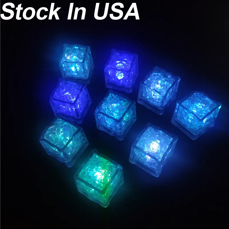 LED ICE Cubes Multi Color Flowing Glow في The Dark LED Light Up Ice Cube for Bar Club Drink Party Wine Decoration