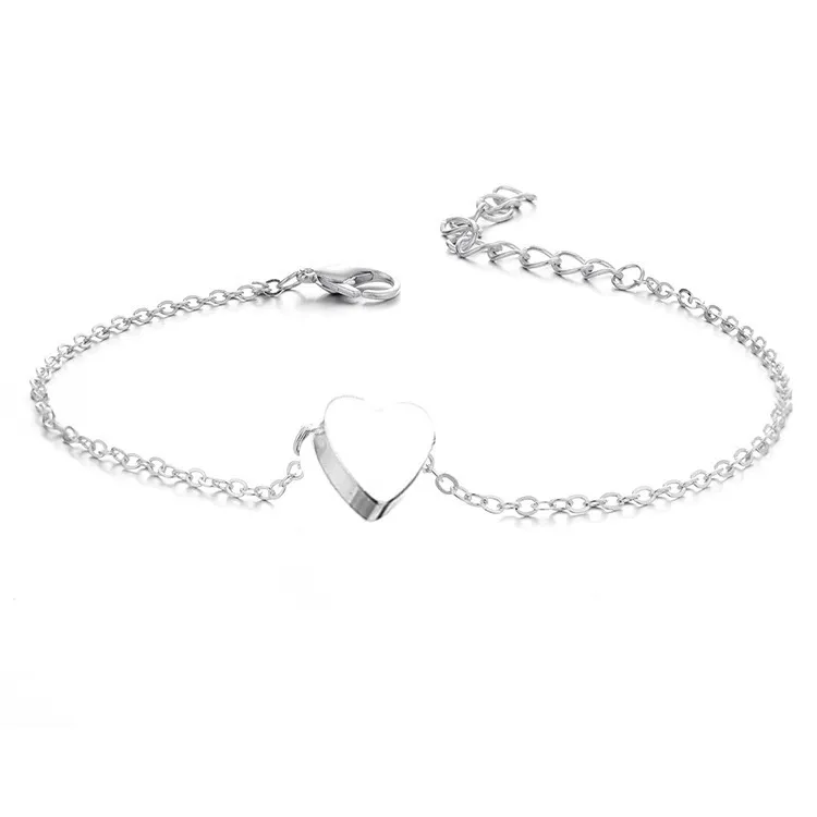 S1418 Hot Fashion Jewelry Double Layer Heart Anklet Chain Alloy Beads Ankle Bracelet Beach Anklets Foot Chains