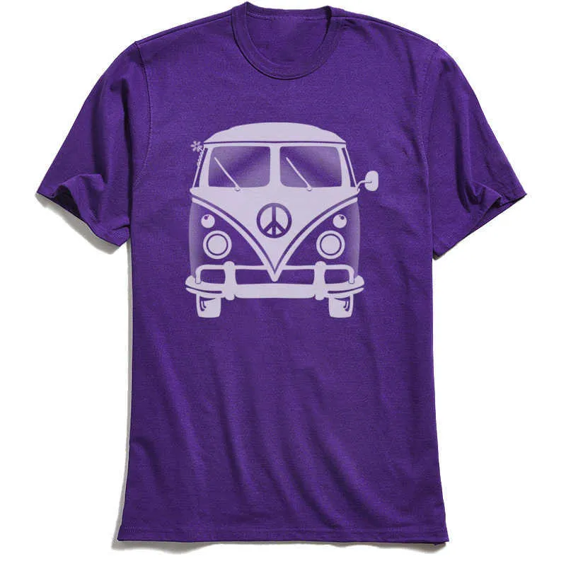 Classic Hippie Van Tops Tees for Men Cute ostern Day Crew Neck 100% Cotton Short Sleeve Tshirts Summer Tee-Shirts Hippie Van purple