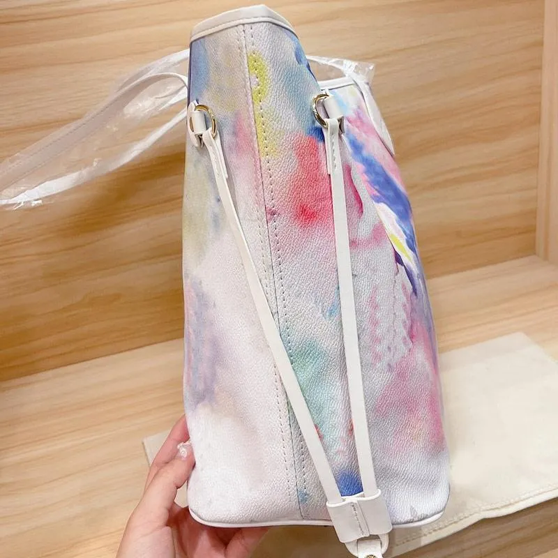 Shopping Bags Tote Bag Women Handbag Patchwork Color Classic Versatile Halo Dye Letter Printing High Quality Hardware