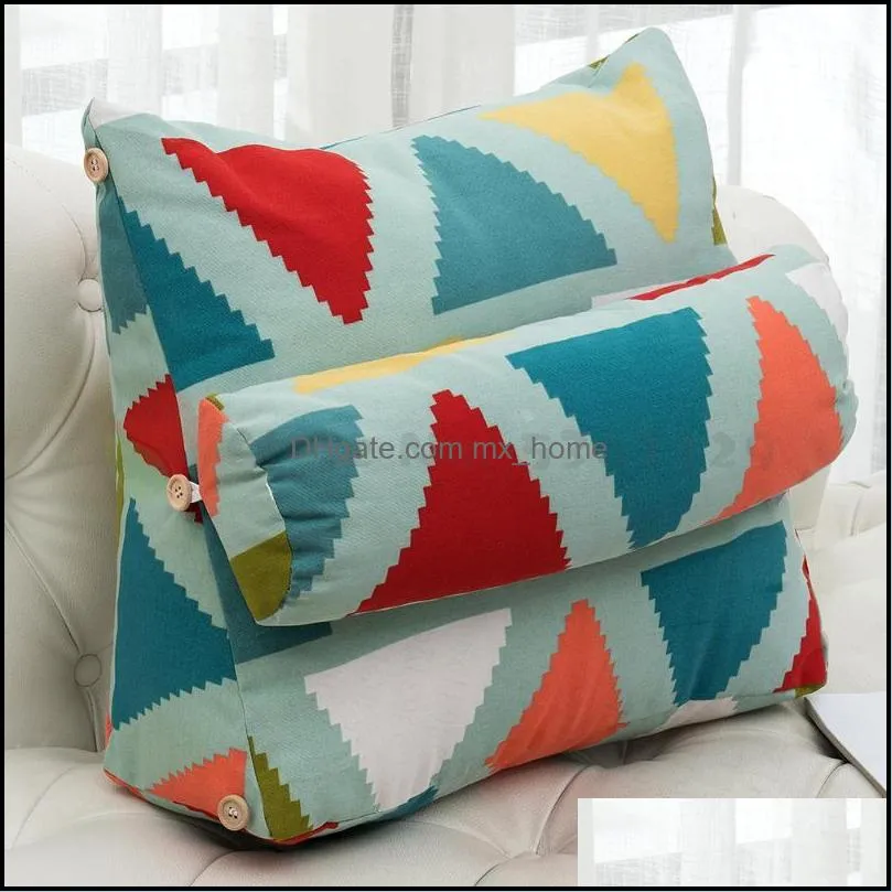 Pillow 10 Colors 45x45x20cm Triangular Backrest Cushion Cotton Linen Home Office Chair Sofa Cushions Bed Rest Back Waist