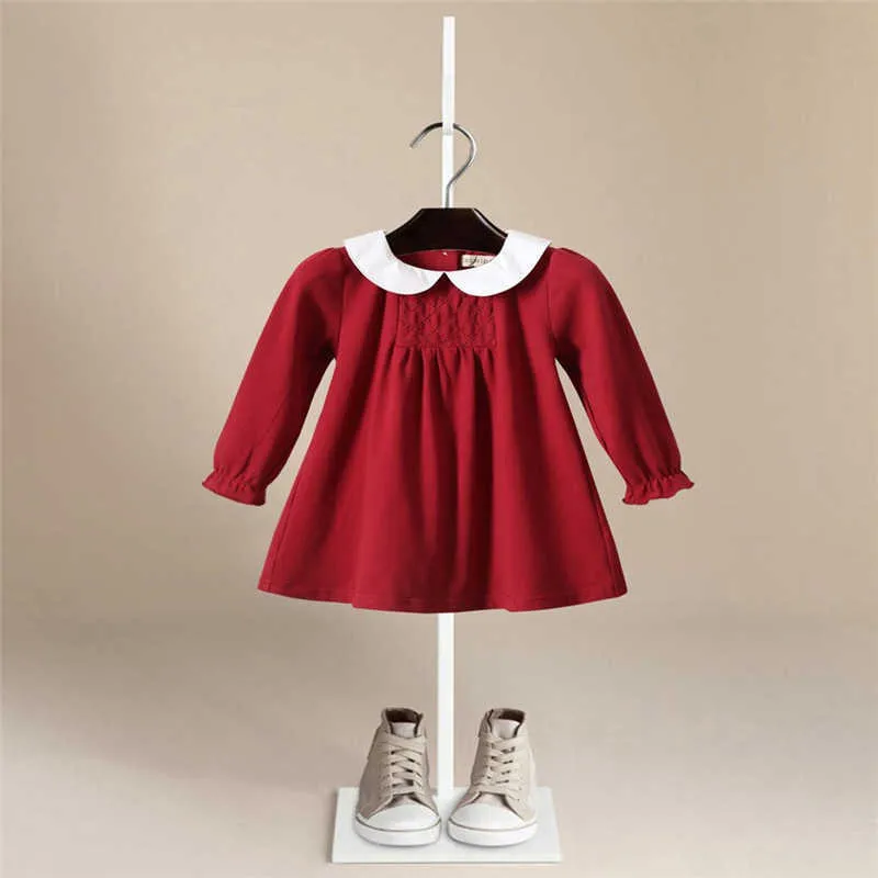 2020 Nuovo autunno Cotton Baby Girls Cartoon maniche a maniche lunghe vestito per bambini Abbigliamento per bambini Bambini Abiti da principessa Abiti casual 2-7 Years Q0716