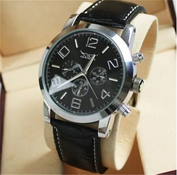 JARAGAR NOWY STYCZNY Watche Ruch mechaniczny męski zegarek zegarek skórzany pasek JR02