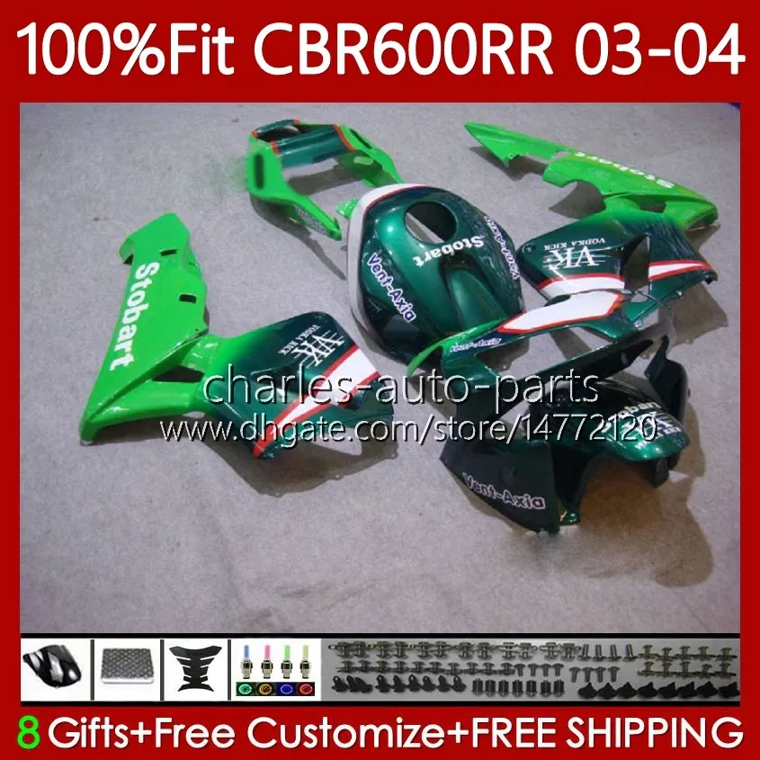 OEM Łamyki dla Hondy CBR600F5 CBR 600 RR F5 CC 2003 2004 Body 71NO.105 CBR 600CC 600RR 600F5 03-04 CBR-600 CBR600 RR CBR600RR 03 04 Stock Green Wtrysk