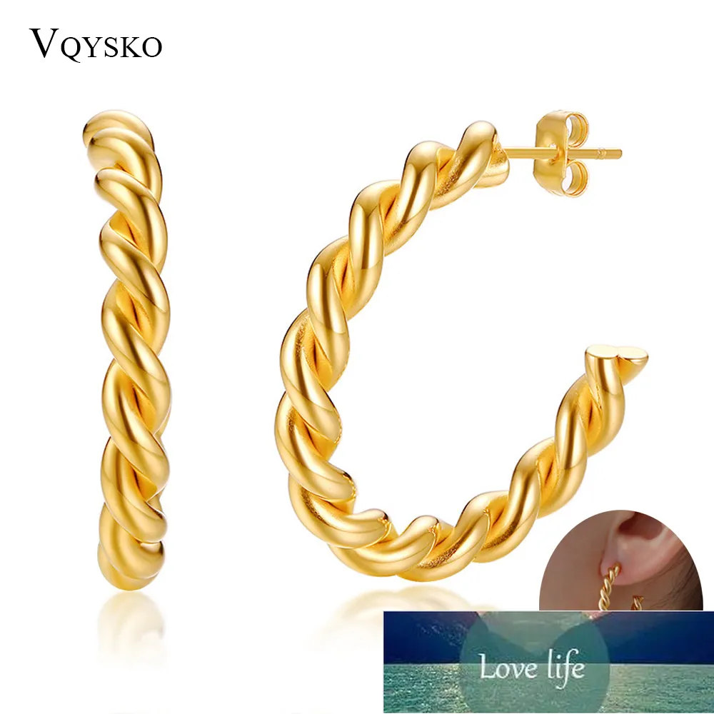Fashion Twisted Hoop Jewelry Earrings For Women Gift Gold Tone Stainless Steel Party Circle Simple Eardrop Wholesale Factory price expert design Quality Latest