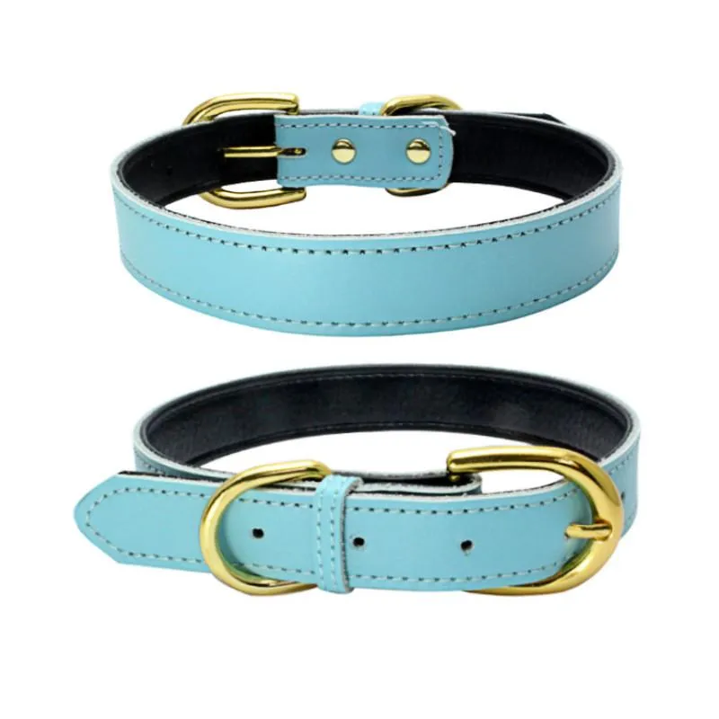 Gold Pin Buckle Dog Collar Adjustable Fashion Leather Collars Neck Dogs Supplies accessories Wholesale