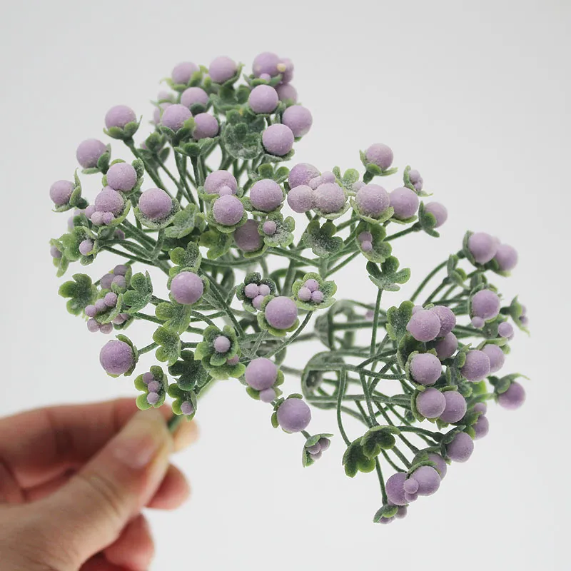 6 Gabeln Künstliche Kunststoff Winzige Blume Gefälschte Gras Kleine Schaum Ball Obst DIY Geschenk Box Dekoration Material Zubehör