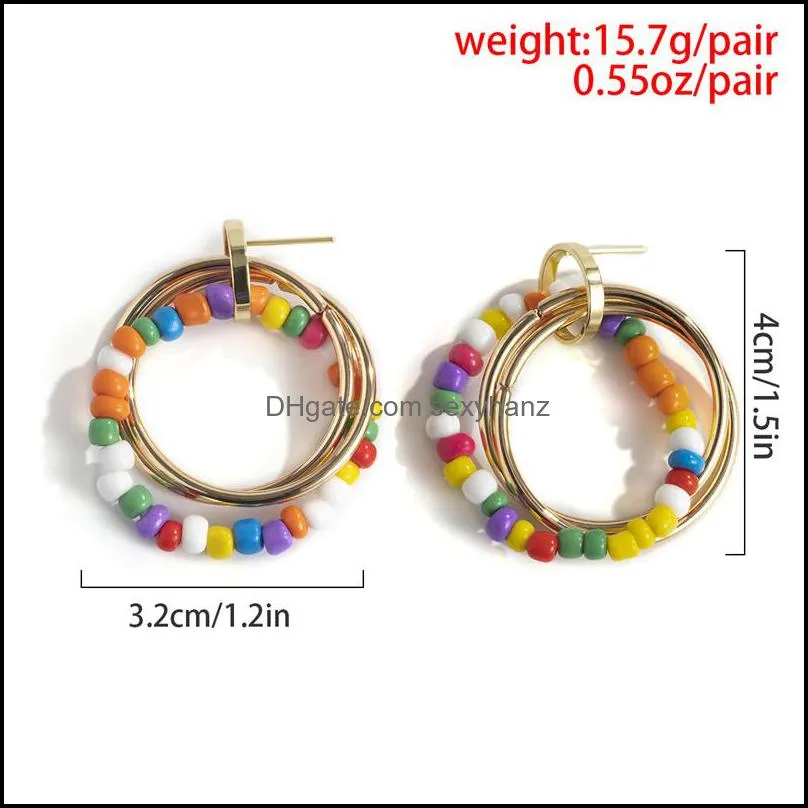 Yamog European Cross Metal Circular Stud Earrings Hoop Imitation Pearl Beaded Round Ear Drop Women Business Party Vacation Wear Earring Jewelry Accessories