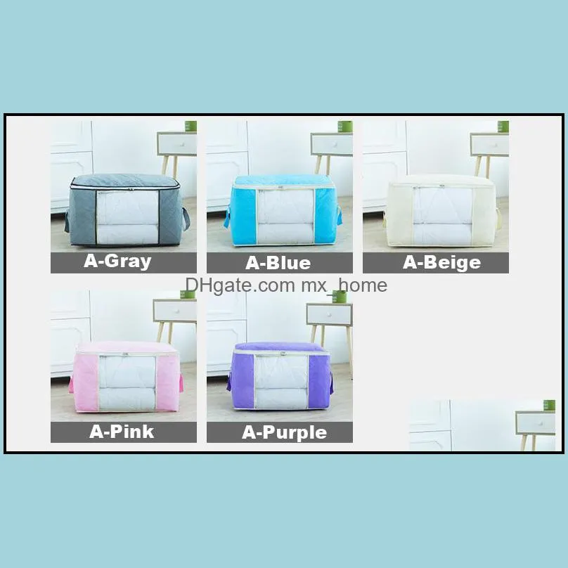 Non Woven Quilt Storage Bag Foldable Clothing Blanket Pillow Underbed Bedding Organizer Bag Home Closet Storage Box Case DBC VT0714