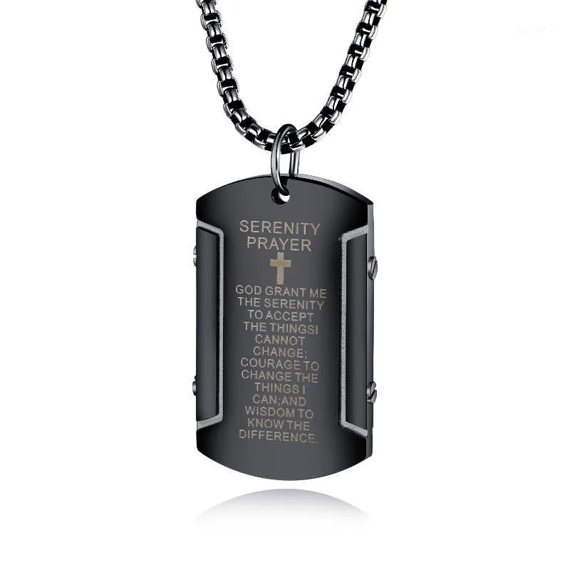 Chaînes Cyue Hommes Pendentif En Acier Inoxydable Charme Tendance Croix Collier Marque Militaire Avec Écriture Rétro