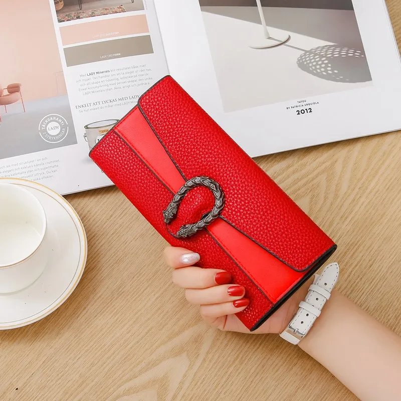 豪華なデザイナーズバッグ高品質のハンドバッグ新しい女性の財布の長いファッション壁の最も良いマルチカード3つ折りの財布コントラストカラーバックルハンドバッグPUレザーの財布