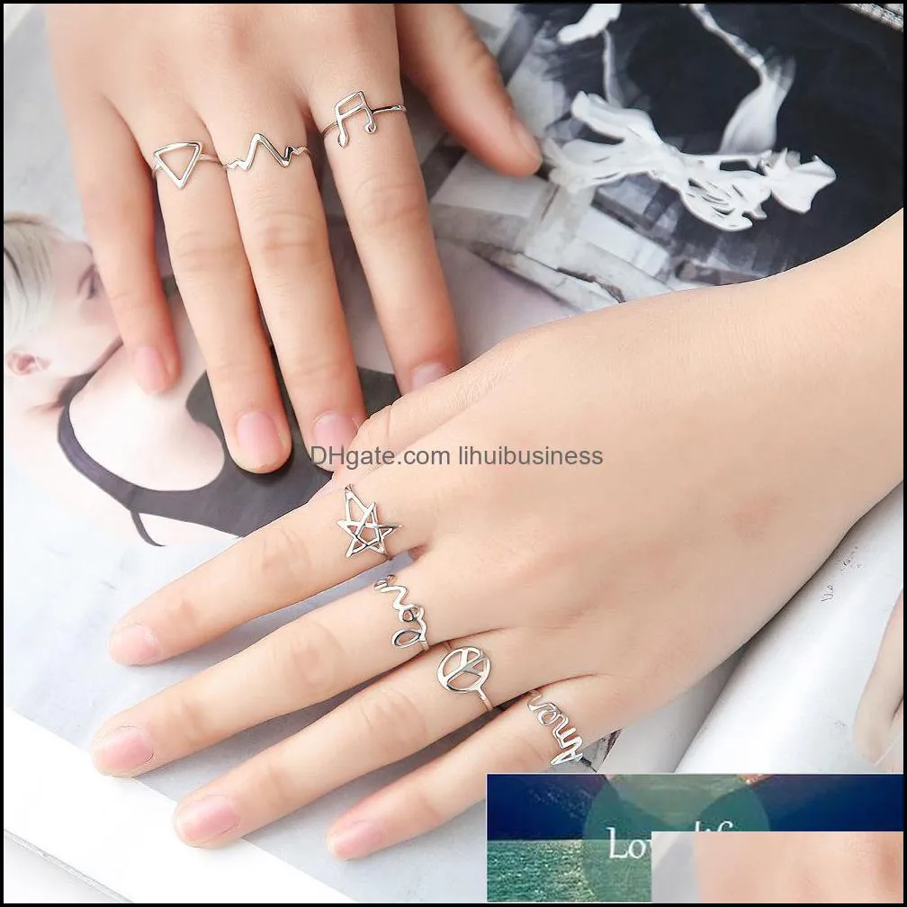 Ring Authentic 925 Sterling Silver Rings For Women Jewelry Triangle Musical Note Heartbeat Line Anel Feminino Anillos Jewellery