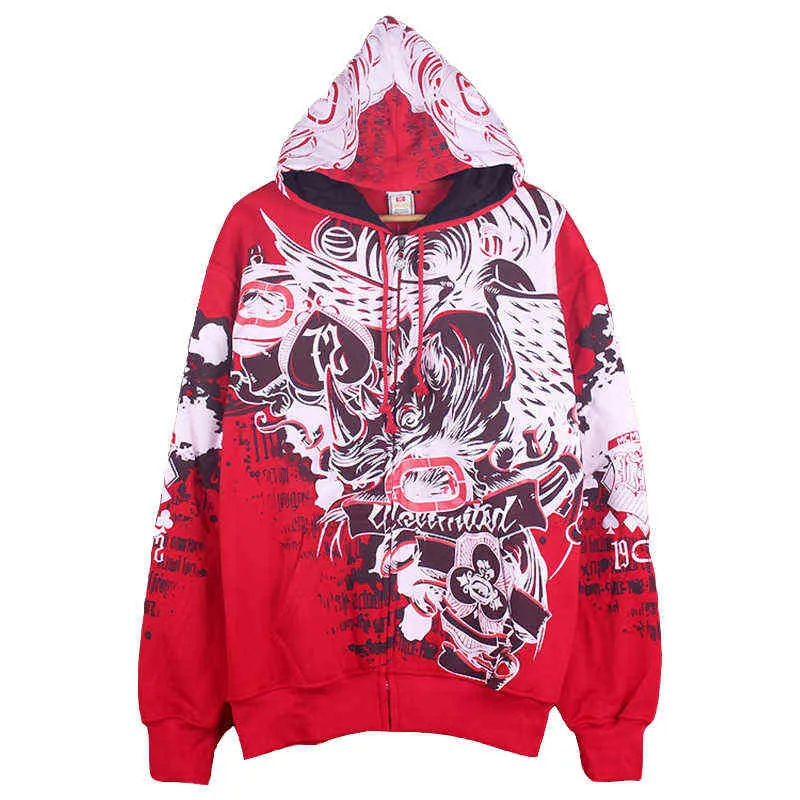 Mode Cool Men Hip Hop Hoodies 100% Bomull Casual Sweatshirts Streetwear Man Loose Pullover Harajuku Tryckt Hoodie Coat Male Y211118