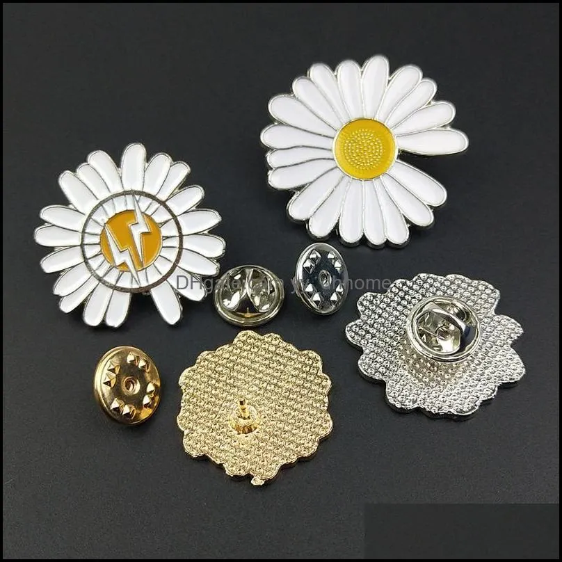 Pins, Brooches Fashion Daisy Flower Enamel Cartoon Pins Badges Bags Kids Metal Pin Jewelry Gifts Brooch DIY Clothes Hat Backpack