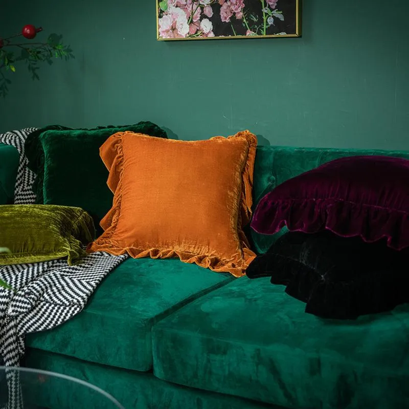 Cushion/Decorative Pillow Velvet Luxury Cushion Cover 40x40 Covers Decorative For Safa Home Bedroom PillowCase Decor Yellow