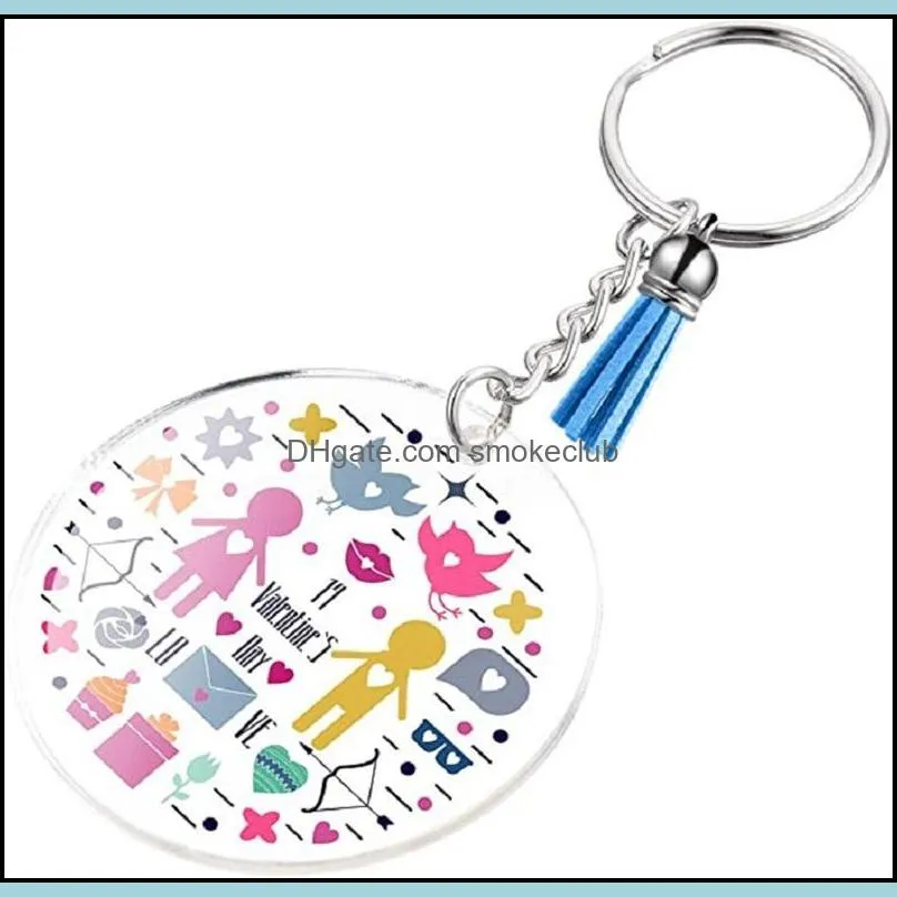 Acrylic keychain Key rings Plastic DIY 24-piece set Multi-colors portable creative gift Transparent round acrylic RRD6924