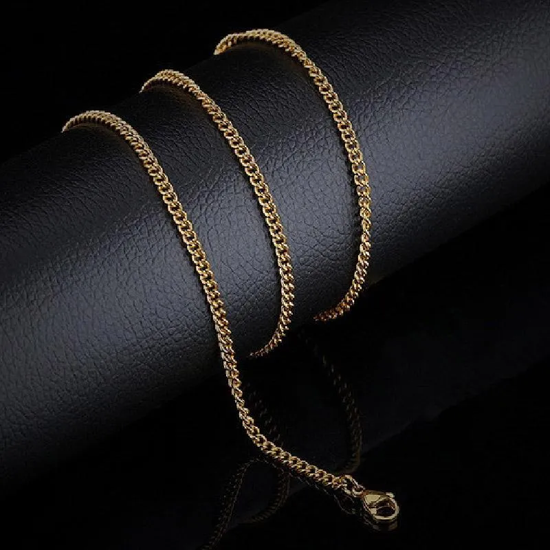 Fashion Classic Basic Punk Stainless Steel Necklace for Men Women Link Chain Chokers Vintage Black Gold Tone Solid Metal 20212105