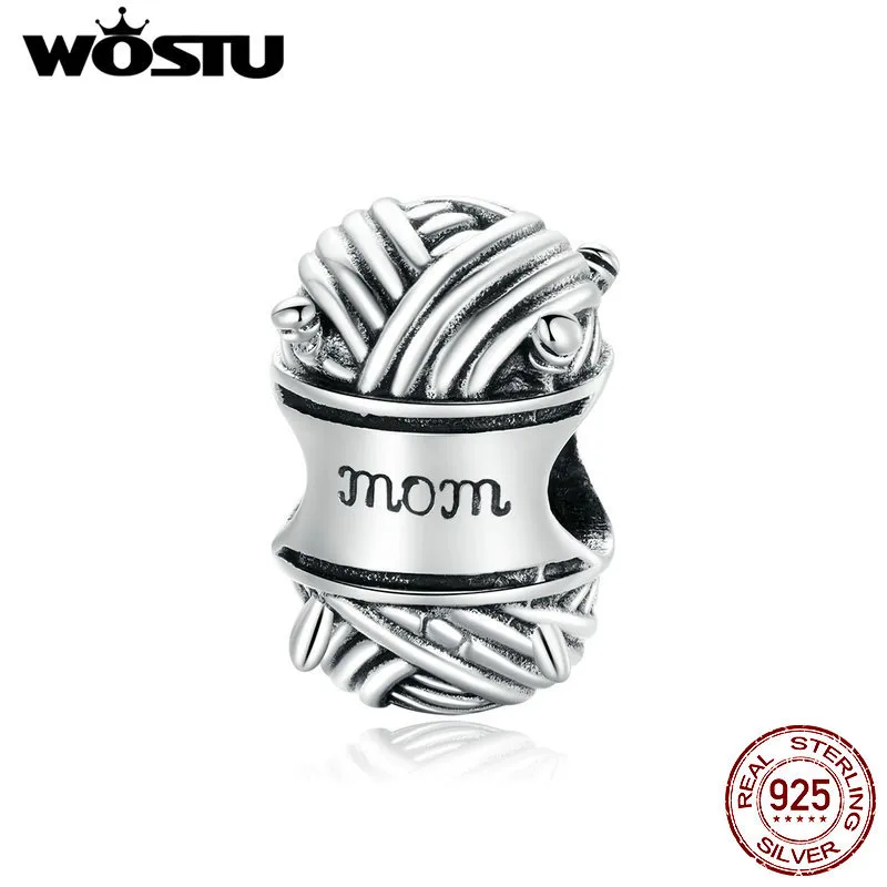 Wostu 100% 925 Sterling Prata Brilhante Mamãe Beads Amor para Madre Charme Pingente Fit Bracelete Original Colar de Jóias CQC1654 Q0531