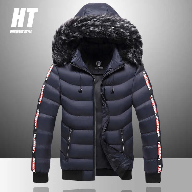 Winterjas Mannen Bontkraag Warme Dikke Parka Mannelijke Bovenkleding Thermische Wollen Voering Donsjack Jassen Fleece Capuchon Sneeuw parka 210927