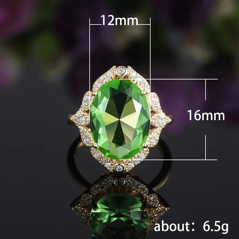 Bright Green Stone Women Rings for Wedding Evening Party Elegant Bridal Finger Ring Gorgeous Cz Gold Color Trendy Jewelry287a